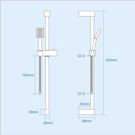 Erona Thermostatic Slider Rail Bar Shower Mixer Valve + Slider Rail Kit 4 Erona Thermostatic Slider Rail Bar Shower Mixer Valve + Slider Rail Kit - Image 4
