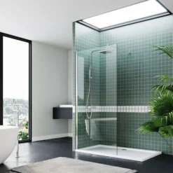ELEGANT Frameless Wet Room Shower Screen Panel 8mm Easy Clean Glass Walk In Shower Enclosure 700mm Clear Glass