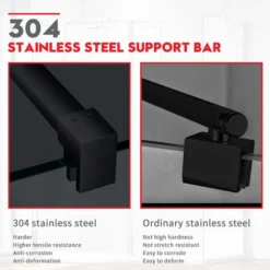 ELEGANT Walk In Shower Screen 8mm Nano Glass Wet Room Frameless Shower Door 900mm Black -Bathroom Supplies Store 33535657 4