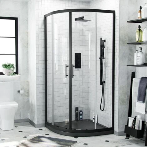 Saturn Quadrant 900mm Shower Enclosure, Tray & Waste Matte Black 2 Saturn Quadrant 900mm Shower Enclosure, Tray & Waste Matte Black - Image 2