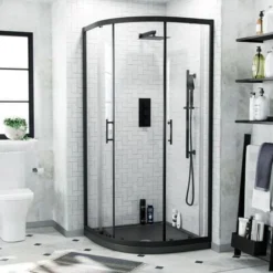 Saturn Quadrant 900mm Shower Enclosure, Tray & Waste Matte Black 7 Saturn Quadrant 900mm Shower Enclosure, Tray & Waste Matte Black -Bathroom Supplies Store 33594859 3