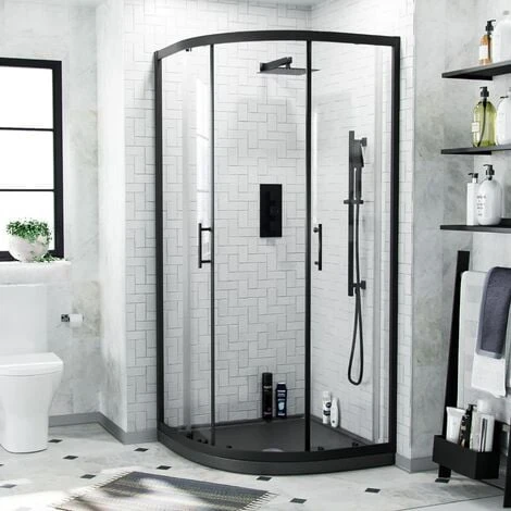 Saturn Quadrant 900mm Shower Enclosure, Tray & Waste Matte Black 3 Saturn Quadrant 900mm Shower Enclosure, Tray & Waste Matte Black - Image 3