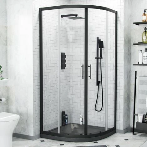 Saturn Quadrant 900mm Shower Enclosure, Tray & Waste Matte Black 4 Saturn Quadrant 900mm Shower Enclosure, Tray & Waste Matte Black - Image 4