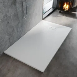 ELEGANT 1700x800mm White Slate Effect Lightweight Slate Shower Base Rectangular Grain Shower Enclosure Tray With Waste Trap