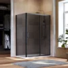 ELEGANT Black Shower Enclosure Sliding 1200 X 800 Mm Bathroom 8mm Nano Glass Shower Enclosure Easy Clean With 800mm Side Panel + Shower Tray And Waste