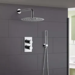Violet Concealed Round Thermostatic Shower Mixer And Shower Head With Handset Kit