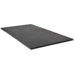 Milano Barq - Black Recessed Walk In Wet Room Shower Enclosure With Grid Pattern Screen&44 Support Arm And Graphite Slate Effect Tray - 1100mm X 700mm -Bathroom Supplies Store 37085281 3