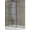 Milano Barq - Recessed Walk In Wet Room Shower Enclosure With Grid Pattern Screen&44 Support Arm And 1100mm X 760mm White Tray - Black