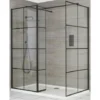 Milano Barq - Corner Walk In Wet Room Shower Enclosure With Grid Pattern Screens&44 Hinged Return Panel&44 Support Arms And 1100mm X 700mm White Tray - Black