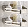 Corner Bathroom Shower Shelf 304 Stainless Steel Polishing Treatment Triangular Bathroom Shelf Silver 2 Piece Shelves