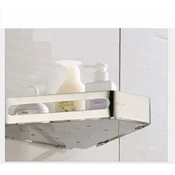 Corner Bathroom Shower Shelf 304 Stainless Steel Polishing Treatment Triangular Bathroom Shelf Silver 2 Piece Shelves -Bathroom Supplies Store 37826219 3
