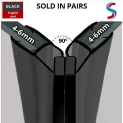 Black Magnetic Shower Seal For Screens Or Doors | Fits 4, 5 Or 6mm Glass | Sold As Pairs | MAG004B (200cm) -Bathroom Supplies Store 38107068 3