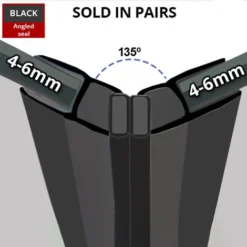 Black Magnetic Shower Seal For Screens Or Doors | Fits 4, 5 Or 6mm Glass | Sold As Pairs | MAG001B (200cm) -Bathroom Supplies Store 38107077 3