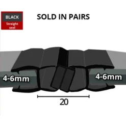 Black Magnetic Shower Seal For Screens Or Doors | Fits 4, 5 Or 6mm Glass | Sold As Pairs | MAG001B (200cm) -Bathroom Supplies Store 38107077 5