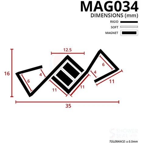 Magnetic Shower Seal For Screens Or Doors | Fits 4, 5 Or 6mm Glass | Sold As Pairs | MAG034 (200cm) 2 Magnetic Shower Seal For Screens Or Doors | Fits 4, 5 Or 6mm Glass | Sold As Pairs | MAG034 (200cm) - Image 2