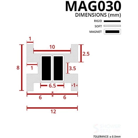 Magnetic Shower Seal For Screens Or Doors | Fits Into A Channel | Sold As Pairs | MAG030 (200cm) 2 Magnetic Shower Seal For Screens Or Doors | Fits Into A Channel | Sold As Pairs | MAG030 (200cm) - Image 2
