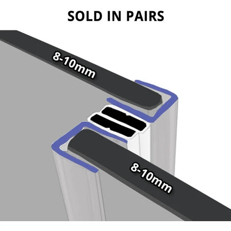 Magnetic Shower Seal For Screens Or Doors | Fits 8, 9 Or 10mm Glass | Sold As Pairs | MAG024 (200cm) 1 Magnetic Shower Seal For Screens Or Doors | Fits 8, 9 Or 10mm Glass | Sold As Pairs | MAG024 (200cm)