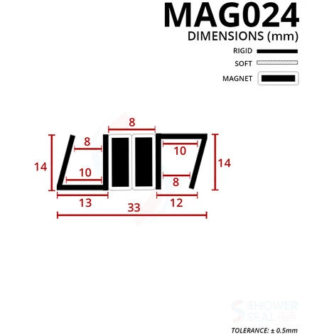 Magnetic Shower Seal For Screens Or Doors | Fits 8, 9 Or 10mm Glass | Sold As Pairs | MAG024 (200cm) 2 Magnetic Shower Seal For Screens Or Doors | Fits 8, 9 Or 10mm Glass | Sold As Pairs | MAG024 (200cm) - Image 2
