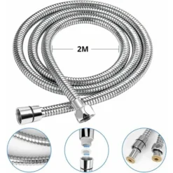 Shower Hose 2m, Universal Extendable Shower Hose Shower Head Explosion-proof, Anti-Twist And Anti-Corrosion Stainless Steel Hose, Double Loop Encryption SOEKAVIA 8 Shower Hose 2m, Universal Extendable Shower Hose Shower Head Explosion-proof, Anti-Twist And Anti-Corrosion Stainless Steel Hose, Double Loop Encryption SOEKAVIA -Bathroom Supplies Store 38918375 4