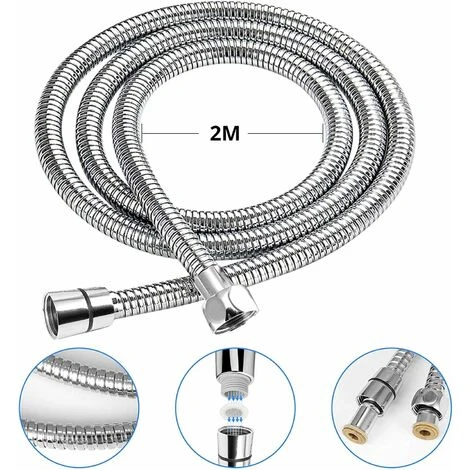 Shower Hose 2m, Universal Extendable Shower Hose Shower Head Explosion-proof, Anti-Twist And Anti-Corrosion Stainless Steel Hose, Double Loop Encryption SOEKAVIA 4 Shower Hose 2m, Universal Extendable Shower Hose Shower Head Explosion-proof, Anti-Twist And Anti-Corrosion Stainless Steel Hose, Double Loop Encryption SOEKAVIA - Image 4