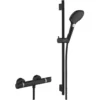 Hansgrohe Shower Set Ecostat Comfort Mixer + Unica Bar 65 Cm + Raindance 120 Select E 3-jet Hand Shower, Matt Black (13116670-SET)
