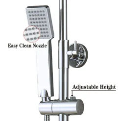 Acezanble Bathroom Thermostatic Mixer Shower Set Square Chrome Twin Head Exposed Valve -Bathroom Supplies Store 44821097 3