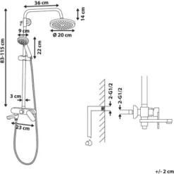 Modern Mixer Shower Set With Rain Function Brass Steel Matt White Gurara -Bathroom Supplies Store 45282166 3