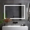 MIQU 900 X 600mm Bathroom Mirrors With Shaver Socket LED Lights Illuminated Backlit Wall Mount Light Up Mirror Dimmable Switch Demister Heated Pad Horizontal/Vertical