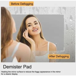 MIQU 600 X 500mm Bathroom Mirrors With LED Lights Illuminated Backlit Wall Mount Light Up Mirror 3 Color Dimmable Anti Fog Switch Heated Pad Demister Horizontal/Vertical -Bathroom Supplies Store 47944135 4