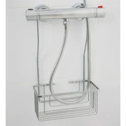 Croydex Rust Free Shower Mixer Basket Caddy Hook Over Bathroom Chrome Plated