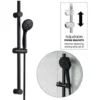 Matt Black Shower Riser Rail Kit Round Adjustable + 3 Mode Shower Head + Hose