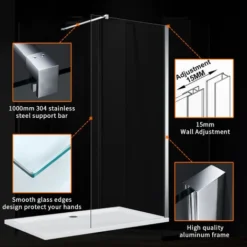 ELEGANT 700mm Walk In Shower Enclosure 8mm Tempered Glass Shower Screen 300mm Flipper Screen With 1400x800mm Tray And Waste Trap -Bathroom Supplies Store 50046535 5