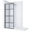 ELEGANT 700mm Black Aluminium Framed Walk In Shower Enclosure Wet Room 8mm Safety Tempered Glass Bathroom Screen