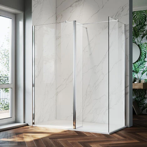 ELEGANT Tempered Glass Shower Door 760mm Walk In Shower Screen Cabin 300mm Flipper Side Panel With 700mm Side Screen 1 ELEGANT Tempered Glass Shower Door 760mm Walk In Shower Screen Cabin 300mm Flipper Side Panel With 700mm Side Screen