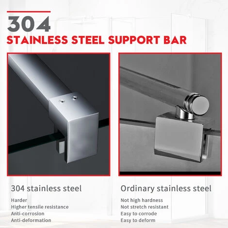 ELEGANT Tempered Glass Shower Door 760mm Walk In Shower Screen Cabin 300mm Flipper Side Panel With 700mm Side Screen 4 ELEGANT Tempered Glass Shower Door 760mm Walk In Shower Screen Cabin 300mm Flipper Side Panel With 700mm Side Screen - Image 4