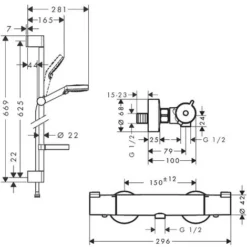 Hansgrohe Ecostat Set Thermostatic Mixer + Crometta Vario Hand Shower With Soap Dish (13211000-Crometta2) -Bathroom Supplies Store 50902772 5