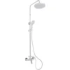 PrimeMatik - Chrome Telescopic Shower Column With Single-lever Mixer Tap, Overhead Shower Head, Hand Shower Head And Flexible Hose