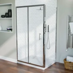 Shower 1100mm Sliding Door With 700 Mm Frameless Glass Side Panel Screen