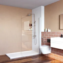 ELEGANT 760mm Walk In Shower Screen 6mm Tempered Glass Door Wet Room Bathroom Enclosure + 1200x900mm Shower Tray And Free Trap