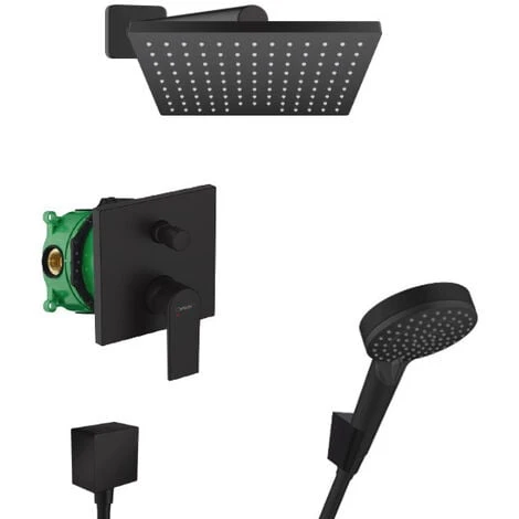 Hansgrohe Vernis Shape All-in-one Shower Set With 230° Head Shower + 2 Jet Hand Shower, Matt Black 1 Hansgrohe Vernis Shape All-in-one Shower Set With 230° Head Shower + 2 Jet Hand Shower, Matt Black