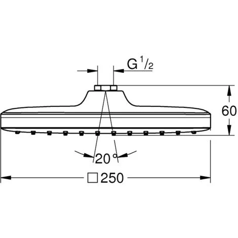 Grohe Vitalio Comfort 250 Head Shower 1 Spray, Chrome (26695000) 4 Grohe Vitalio Comfort 250 Head Shower 1 Spray, Chrome (26695000) - Image 4
