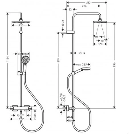 Hansgrohe Vernis Shape Showerpipe 230 1jet EcoSmart With Thermostat, Chrome (26097000hansgrohe) 5 Hansgrohe Vernis Shape Showerpipe 230 1jet EcoSmart With Thermostat, Chrome (26097000hansgrohe) - Image 5