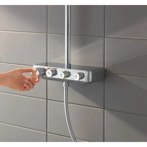 Grohe Euphoria SmartControl System 310 Cube Duo Shower System With Thermostat For Wall Mounting, Chrome (26508000) 2 Grohe Euphoria SmartControl System 310 Cube Duo Shower System With Thermostat For Wall Mounting, Chrome (26508000) - Image 2