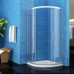 ELEGANT Aluminium Framed Sliding Shower Cubicle 6mm Easy Clean Quadrant Shower Door 900x900mm With Tray And Waste Trap