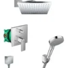 Hansgrohe All-in-one Concealed Shower Set With 23cm Overhead Shower + 2 Jets Hand Shower, Chrome, Hansgrohe Vernis Shape (VernisShape-1)