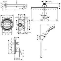 Hansgrohe All-in-one Concealed Shower Set With 23cm Overhead Shower + 2 Jets Hand Shower, Chrome, Hansgrohe Vernis Shape (VernisShape-1) -Bathroom Supplies Store 55631044 5