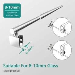 EMKE 700mm To 1200mm Adjustable Telescopic Length Bar Support Bar Stainless Steel Chrome Round Shape For Wet Room Shower Screen Walk In Shower Enclosure, Fits Thickness 8-10mm Glass -Bathroom Supplies Store 57870716 4