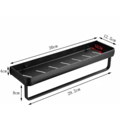 Shower Shelf Without Drilling Bathroom Shelf With Towel Rail And Aluminum Hook Storage Shelf For Shower And Kitchen Set Of 2 Black -Bathroom Supplies Store 58056509 5