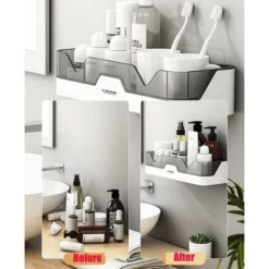 Set Of 2 Bathroom Shelves, No Drilling Bathroom Shelves, Shower Shelf, Plastic Shower Baskets Wall Mounted For Kitchen And Bathroom -Bathroom Supplies Store 59152042 5