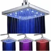Home Temperature Sensor Control 3 Color LED Light Square Water Shower Head